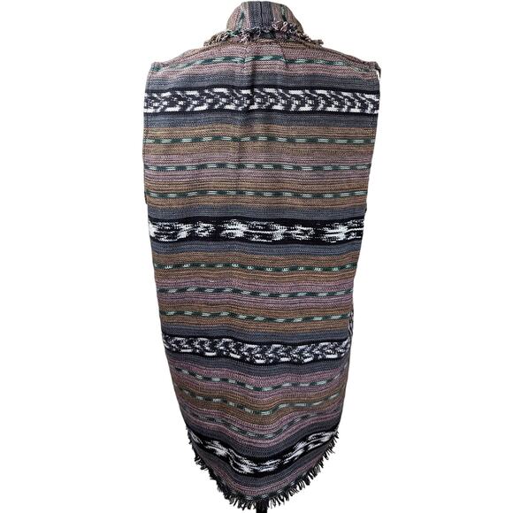 Vintage Southwestern Handmade Vest Serape Blanket Fringe Aztec Womens OS VTG - Picture 5 of 7